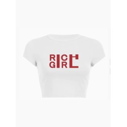 Women Fashion Sexy Letter Printed Short-Sleeve Slim-Fit T-Shirt