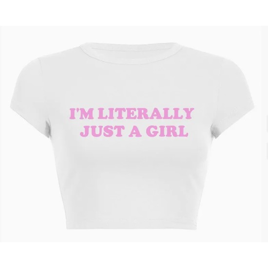 Women Fashion Sexy Letter Printed Short-Sleeve Slim-Fit T-Shirt