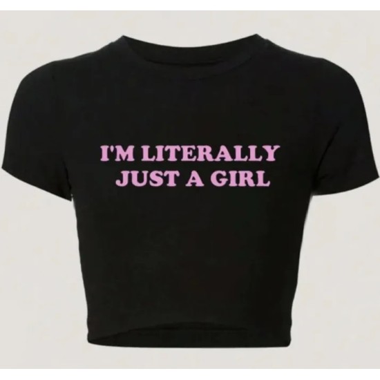 Women Fashion Sexy Letter Printed Short-Sleeve Slim-Fit T-Shirt