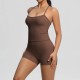 Women Fashion Casual Solid Color Backless Tank Top Tight Shorts Yoga Sports Two-Piece Set