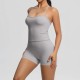 Women Fashion Casual Solid Color Backless Tank Top Tight Shorts Yoga Sports Two-Piece Set