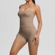 Women Fashion Casual Solid Color Backless Tank Top Tight Shorts Yoga Sports Two-Piece Set