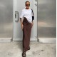 Women Fashion Solid Color Satin Slim Fit Skirt