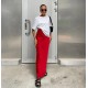 Women Fashion Solid Color Satin Slim Fit Skirt