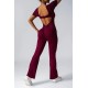 Women Fashion Casual Solid Color Seamless Short-Sleeve Backless Yoga Jumpsuits