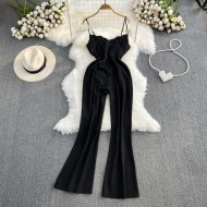 Sexy Women V-Neck High-Waist Spaghetti Strap Jumpsuits