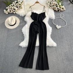 Sexy Women V-Neck High-Waist Spaghetti Strap Jumpsuits
