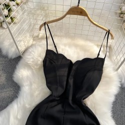 Sexy Women V-Neck High-Waist Spaghetti Strap Jumpsuits