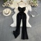 Sexy Women V-Neck High-Waist Spaghetti Strap Jumpsuits
