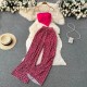 Hot Girl Women Spaghetti Strap Camis Printed High Waist Wide Leg Trousers Two-Piece Set