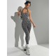 Seamless Leopard Printed Women Tight Halter Neck Yoga Sports Jumpsuits