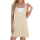 Women Fashion Casual Solid Color V-Neck Sleeveless Loose Dress