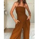 Women Fashion Sexy Solid Color Tube Top Slim-Fit Jumpsuits