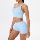 Women Fashion Casual Solid Color Tank Top Tight Shorts Yoga Sports Two-Piece Set