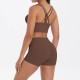 Women Fashion Casual Solid Color Tank Top Tight Shorts Yoga Sports Two-Piece Set