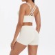 Women Fashion Casual Solid Color Tank Top Tight Shorts Yoga Sports Two-Piece Set