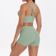 Women Fashion Casual Solid Color Tank Top Tight Shorts Yoga Sports Two-Piece Set