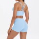 Women Fashion Casual Solid Color Tank Top Tight Shorts Yoga Sports Two-Piece Set