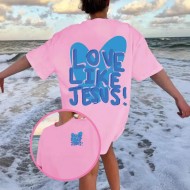 Women Fashion Casual Letter Printed Round Neck Short-Sleeve Loose T-Shirt