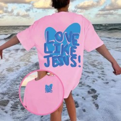 Women Fashion Casual Letter Printed Round Neck Short-Sleeve Loose T-Shirt