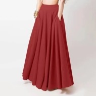 Women Fashion Casual Solid Color Loose Skirts