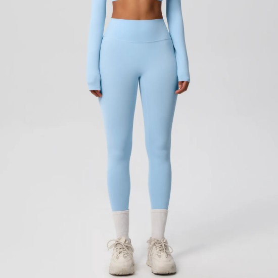 Women Fashion Casual Solid Color High Waist Quick-Drying Slim-Fit Yoga Sports Leggings