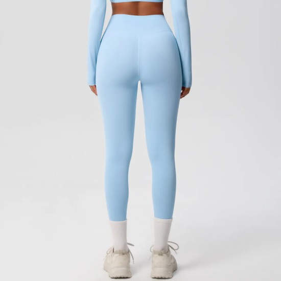 Women Fashion Casual Solid Color High Waist Quick-Drying Slim-Fit Yoga Sports Leggings