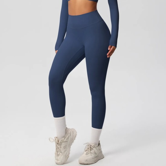 Women Fashion Casual Solid Color High Waist Quick-Drying Slim-Fit Yoga Sports Leggings