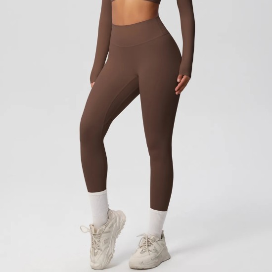 Women Fashion Casual Solid Color High Waist Quick-Drying Slim-Fit Yoga Sports Leggings