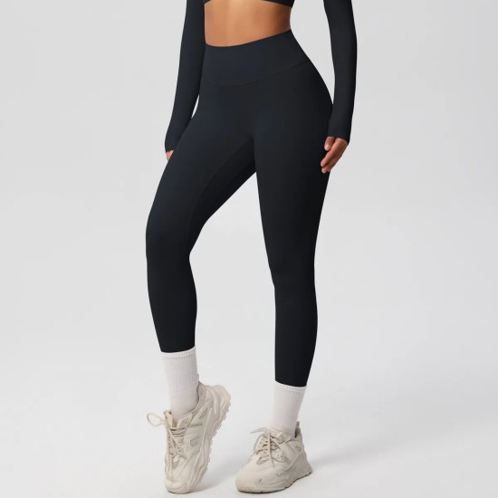 Women Fashion Casual Solid Color High Waist Quick-Drying Slim-Fit Yoga Sports Leggings