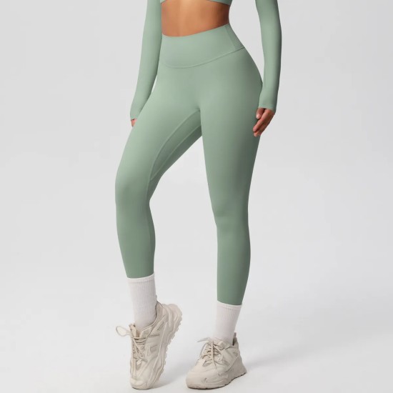 Women Fashion Casual Solid Color High Waist Quick-Drying Slim-Fit Yoga Sports Leggings