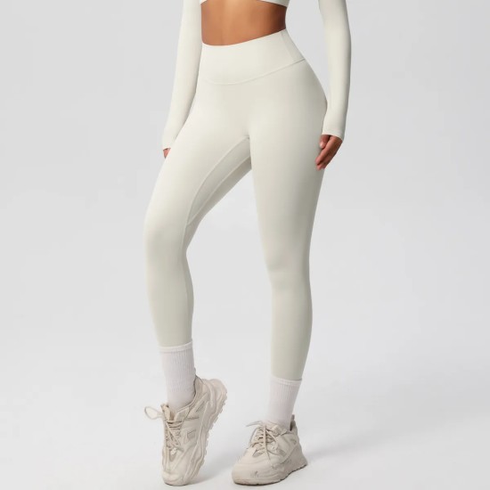 Women Fashion Casual Solid Color High Waist Quick-Drying Slim-Fit Yoga Sports Leggings