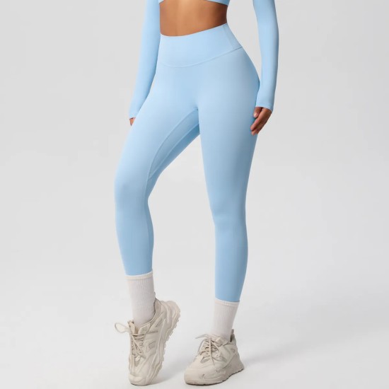 Women Fashion Casual Solid Color High Waist Quick-Drying Slim-Fit Yoga Sports Leggings