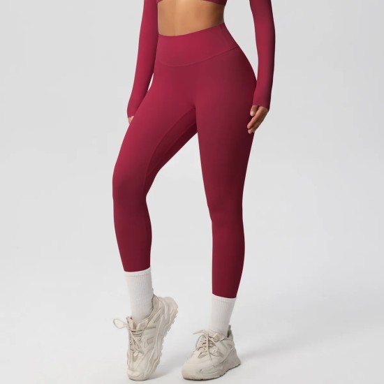 Women Fashion Casual Solid Color High Waist Quick-Drying Slim-Fit Yoga Sports Leggings