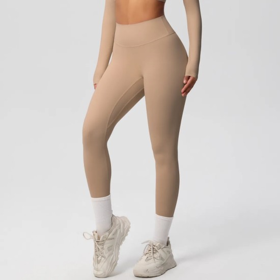 Women Fashion Casual Solid Color High Waist Quick-Drying Slim-Fit Yoga Sports Leggings