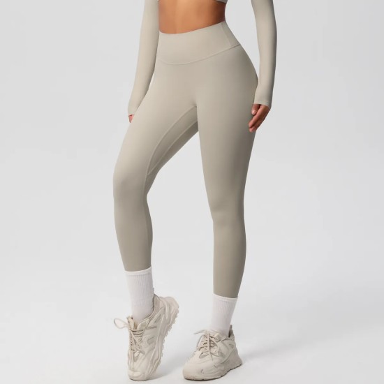 Women Fashion Casual Solid Color High Waist Quick-Drying Slim-Fit Yoga Sports Leggings