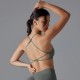 Women Fashion Sexy Solid Color Seamless Cross Backless Tight Yoga Sports Bra