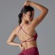 Women Fashion Sexy Solid Color Seamless Cross Backless Tight Yoga Sports Bra