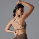 Women Fashion Sexy Solid Color Seamless Cross Backless Tight Yoga Sports Bra