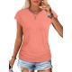 Women Fashion Casual Solid Color Round Neck Short Sleeve T-Shirt