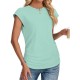 Women Fashion Casual Solid Color Round Neck Short Sleeve T-Shirt