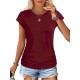 Women Fashion Casual Solid Color Round Neck Short Sleeve T-Shirt