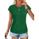 Women Fashion Casual Solid Color Round Neck Short Sleeve T-Shirt