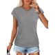 Women Fashion Casual Solid Color Round Neck Short Sleeve T-Shirt