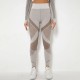 Women Fashion Casual Solid Color Hollow-Out Seamless High Waist Slim-Fit Yoga Sports Leggings