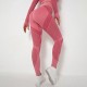 Women Fashion Casual Solid Color Hollow-Out Seamless High Waist Slim-Fit Yoga Sports Leggings