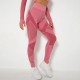 Women Fashion Casual Solid Color Hollow-Out Seamless High Waist Slim-Fit Yoga Sports Leggings