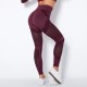Women Fashion Casual Solid Color Hollow-Out Seamless High Waist Slim-Fit Yoga Sports Leggings