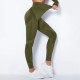 Women Fashion Casual Solid Color Hollow-Out Seamless High Waist Slim-Fit Yoga Sports Leggings