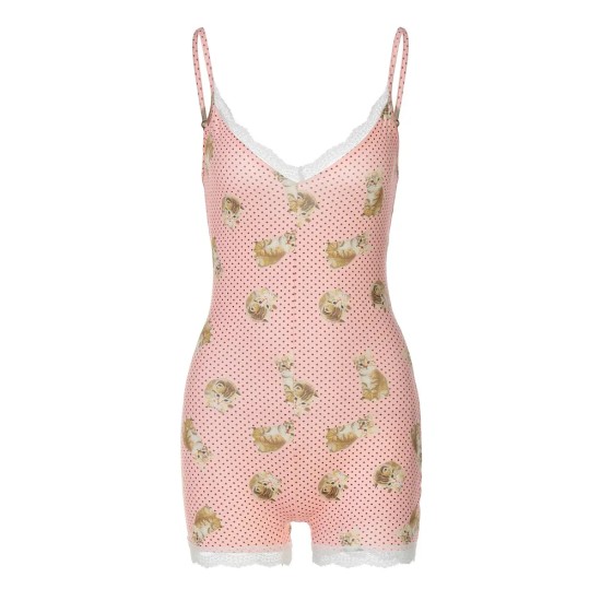 Women Fashion Sexy Printed Spaghetti Strap Slim-Fit Rompers